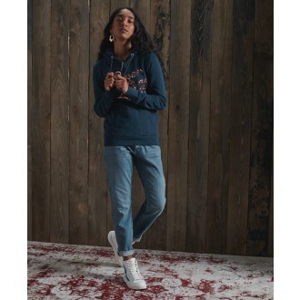 Superdry dámská mikina Script Sequin - Modrá