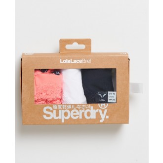 Superdry dámské kalhotky Lola Lace Brief Triple Pack - Růžová