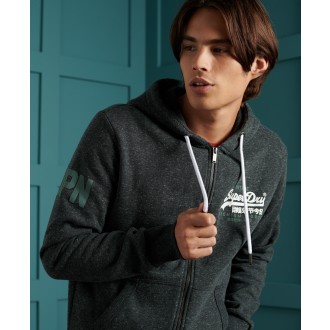 Superdry pánska mikina Vintage Logo Duo Brushed Zip - Čierna
