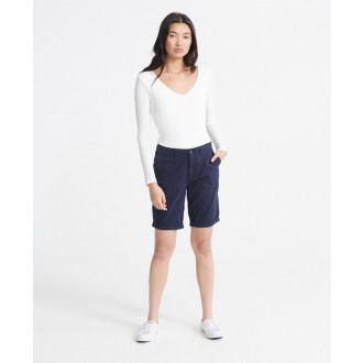 Superdry dámské krátké kalhoty City Chino - Tmavěmodrá