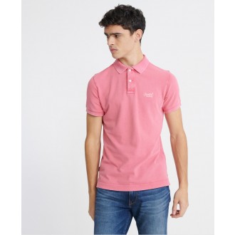 Superdry pánské triko Organic Cotton Vintage Destroyed Pique Polo - Růžová