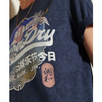 Superdry dámské triko Vintage Logo Itago - Tmavěmodrá