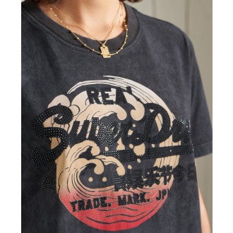 Superdry dámské triko Vintage Logo Itago - Černá