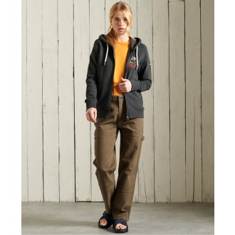 Superdry dámská mikina Vintage Logo Itago Zip Brushed - Černá