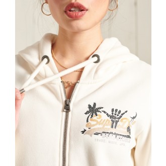 Superdry dámská mikina Vintage Logo Itago Zip Brushed - Krémová