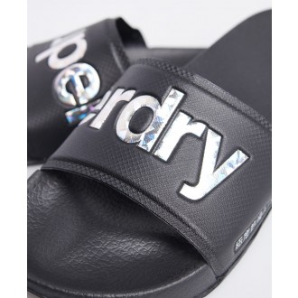 Superdry dámské šlapky Holographic Infill - Černá