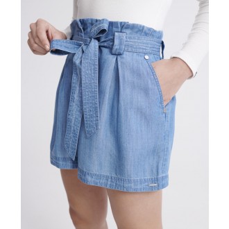 Superdry dámské krátké kalhoty Desert paperbag - Světlemodrá