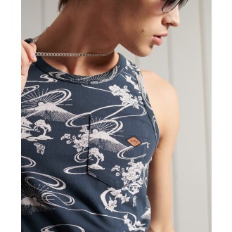 Superdry pánské tílko AOP Pocket - Námořnická modrá