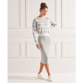 Superdry dámská sukně Classic Jersey Midi - Světle šedá