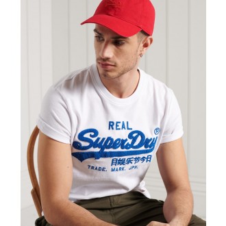 Superdry pánské triko Vintage Logo Chenille Standard Weight - Bílá