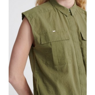 Superdry dámská bezrukávová košile Military - Zelená
