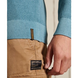 Superdry pánský pulovr Academy Dyed Textured - Modrá