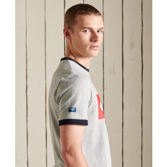 Superdry pánské tričko Core Logo Ac Ringer - Šedá