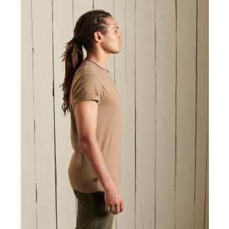 Superdry pánské tričko Organic Cotton Vintage Logo Embroidered - Hnědá