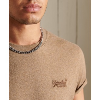 Superdry pánské tričko Organic Cotton Vintage Logo Embroidered - Hnědá