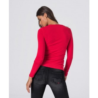 Retrojeans dámské tričko s dlouhým rukávem L ROUND W 20 - Červená