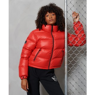 Superdry dámská zimní bunda Luxe Alpine Down Padded - Červená