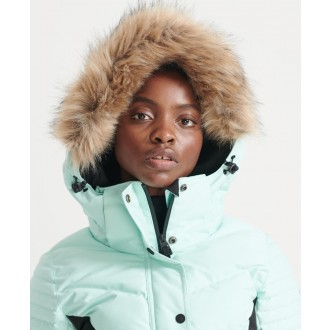 Superdry dámská lyžařská bunda Snow Luxe Puffer - Světle modrá