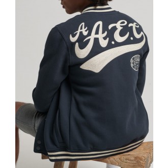 Superdry pánská bunda Collegiate Jersey Bomber - Námořnická modrá