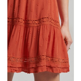 Superdry dámská sukně Vintage Lace Mini - Červená