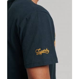 Superdry pánské tričko Vintage Collegiate - Námořnická modrá