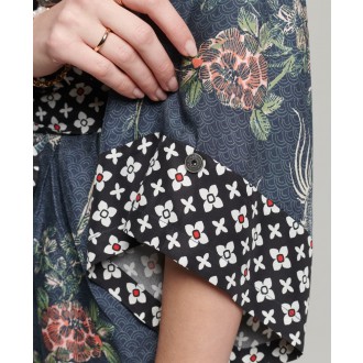 Superdry dámské šaty Vintage Kimono - Námořnická modrá