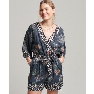 Superdry dámské šaty Vintage Kimono - Námořnická modrá
