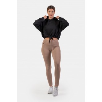 NEBBIA Žebrované legíny s vysokým pasem z organické bavlny 405 - Hnědá