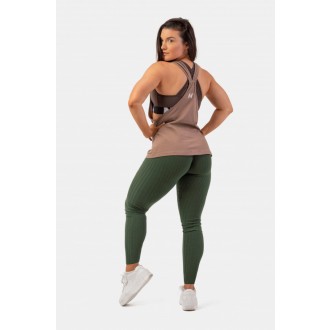 NEBBIA Volné dlouhé tílko Feeling Good s křížením na zádech 419 - Hnědá