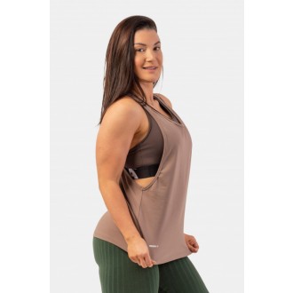 NEBBIA Volné dlouhé tílko Feeling Good s křížením na zádech 419 - Hnědá