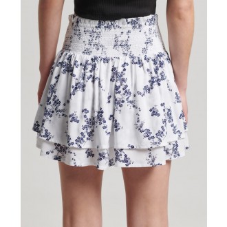 Superdry dámská sukně Vintage Ecovero Ruffle Smocked - Bílá