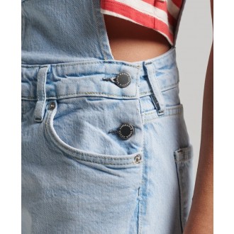 Superdry dámské džíny na traky Slim Taper Dungarees - Světle modrá