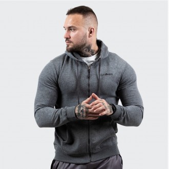 GymBeam Mikina Zipper Hoodie Grey Black - šedá