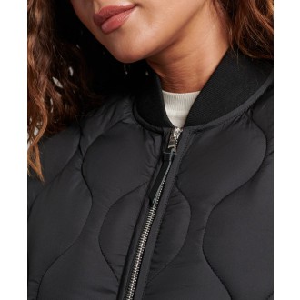 Superdry dámská bunda Longline Quilted Coat - Black