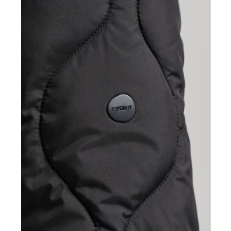 Superdry dámská bunda Longline Quilted Coat - Black