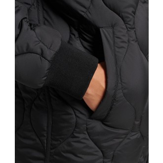 Superdry dámská bunda Longline Quilted Coat - Black