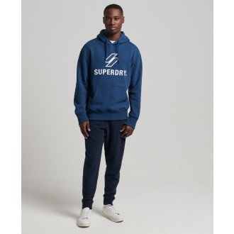 Superdry pánska mikina Stacked Applique Logo Hoodie - Modrá