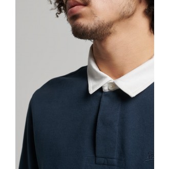 Superdry pánská mikina Vintage Laundered Long Sleeve Rugby Shirt - Námořnická modrá