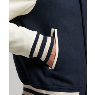 Superdry pánská bunda College Varsity Bomber Jacket - Námořnická modrá