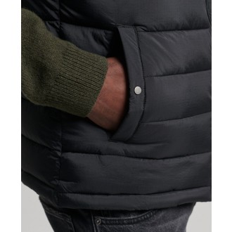 Superdry pánská zimní vesta Lightweight Short Padded Gilet - Black