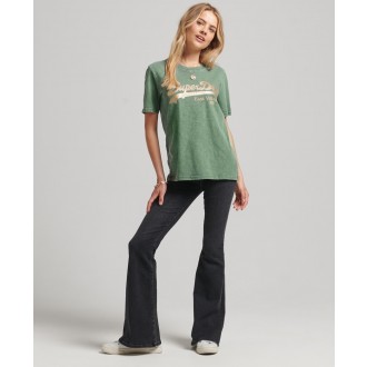 Superdry dámské triko Embellished Graphic Logo T-Shirt - Zelená