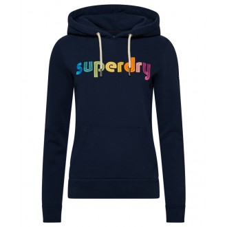 Superdry dámská mikina Core Logo Rainbow Hoodie - Námořnická modrá