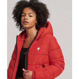 Superdry dámská zimní bunda Hooded Spirit Sports Puffer Jacket - Červená