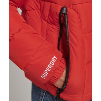 Superdry dámská zimní bunda Hooded Spirit Sports Puffer Jacket - Červená