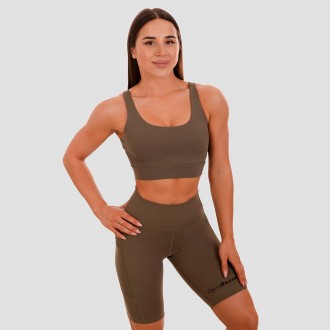 GymBeam Sportovní podprsenka Cut Out olive - olivová