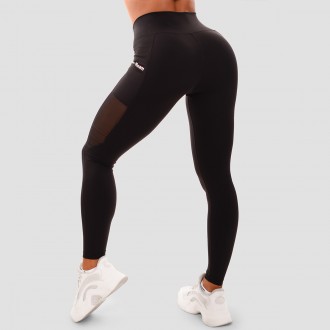 GymBeam Dámské legíny Mesh Panel black - černá