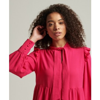 Superdry dámské šaty Studios Tiered Mini Dress - Fialová