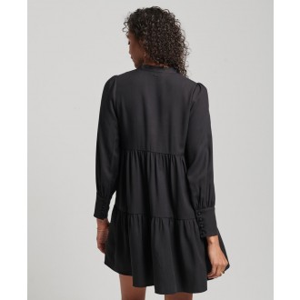 Superdry dámské šaty Studios Tiered Mini Dress - Black