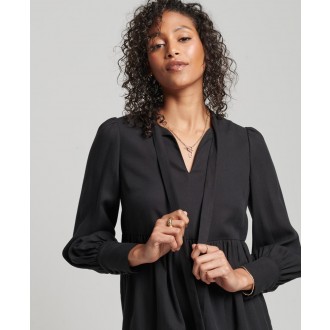 Superdry dámské šaty Studios Tiered Mini Dress - Black