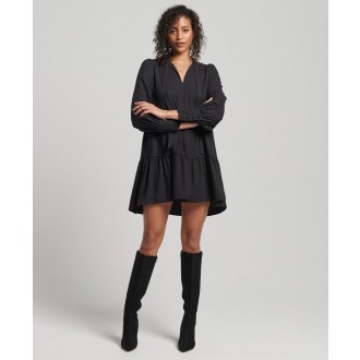 Superdry dámské šaty Studios Tiered Mini Dress - Black